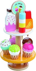 Дървен комплект Lelin Toys - Сладоледен щанд — L40180