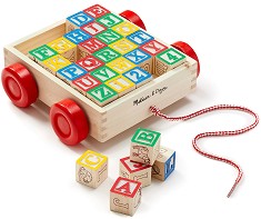 Дървена количка с кубчета за дърпане Melissa & Doug — 11169