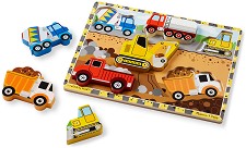 Строителни машини - Дървен пъзел с едри елементи — Melissa & Doug 3726
