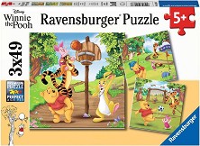 Спортен ден с Мечо Пух - 3 пъзела от 49 части на тема Мечо Пух — Ravensburger 05187
