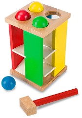 Дървен сортер с топчета и чук Melissa & Doug - Кула — 3559