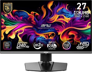  MSI MPG 272URX - 26.5", QD-OLED, 240 Hz, 16:9, 3840 x 2160, 0.03 ms, 2 x HDMI, DisplayPort, USB-C - 