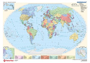 Подложка за бюро с политически карти на света и Европа - С размери 59 x 41.6 cm - 