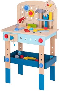 Детска дървена работилница Малък майстор - Tooky Toy - С аксесоари — TK399