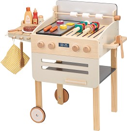 Дървено барбекю - Lelin Toys - С аксесоари — L40313