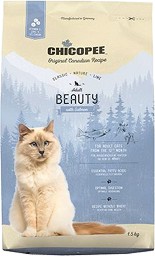 Суха храна за котки за красива козина CHICOPEE Adult Beauty — 15 кг, с птиче месо, от серията Classic Nature Line, за над 1 година