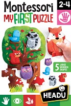 Горски животни - Пъзел и 5 дървени фигурки от серия "Headu: Метода Монтесори"