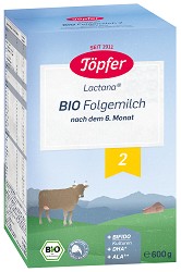 Адаптирано био преходно мляко Topfer Lactana Bio 2 - 600 g, за 6-10 месеца - продукт