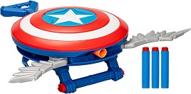 Nerf - Бластер Щитът на Капитан Америка - С 3 стрелички, на тема Отмъстителите — F9302