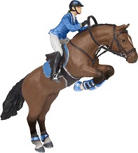 Фигурка на скачащ кон с жокей Papo - От серията Фигури на коне — 51560