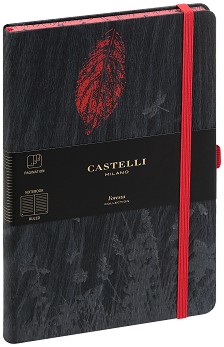 Луксозен тефтер с ластик Castelli Leaf - 13 × 21 см, с широки редове от колекция Foresta
