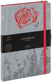 Луксозен тефтер с ластик Castelli Rose - 13 × 21 см, с широки редове от колекция Foresta