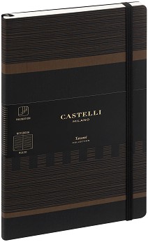 Луксозен тефтер с ластик Castelli Dark Espresso - 13 × 21 см, с широки редове от колекция Tatami