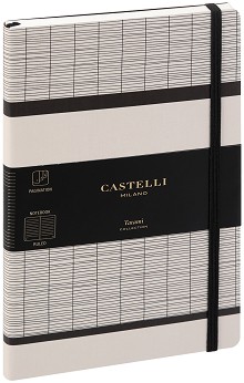 Луксозен тефтер с ластик Castelli White Milk - 13 × 21 см, с широки редове от колекция Tatami