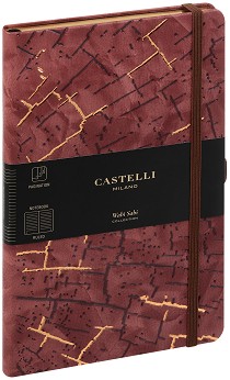 Луксозен тефтер с ластик Castelli Bark - 13 × 21 см, с широки редове от колекция Wabi Sabi