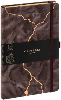 Луксозен тефтер с ластик Castelli Lightning - 13 × 21 см, с широки редове от колекция Wabi Sabi
