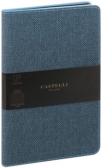 Луксозен тефтер с ластик Castelli Slate Blue - 13 × 21 см, с широки редове от колекция Harris