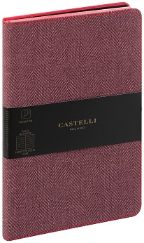 Луксозен тефтер с ластик Castelli Maple Red - 13 × 21 см, с широки редове от колекция Harris