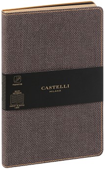 Луксозен тефтер с ластик Castelli Tobacco Brown - 13 × 21 см, с широки редове от колекция Harris