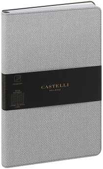 Луксозен тефтер с ластик Castelli Oyster Grey - 13 × 21 см, с широки редове от колекция Harris