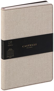 Луксозен тефтер с ластик Castelli Desert Sand - 13 × 21 см, с широки редове от колекция Harris