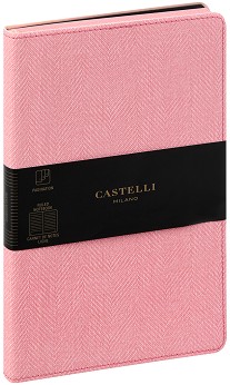 Луксозен тефтер с ластик Castelli Petal Rose - 13 × 21 см, с широки редове от колекция Harris