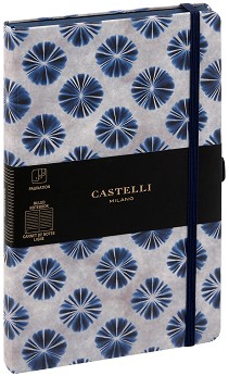 Луксозен тефтер с ластик Castelli Flowers - 13 × 21 см, с широки редове от колекция Shibori