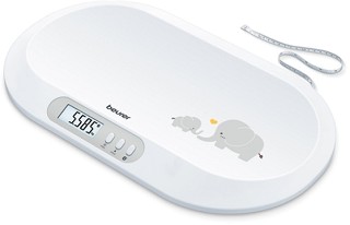 Бебешка електронна везна Beurer BY 90, Smart, LCD дисплей, Bluethooth, Макс. тегло 20кг, Бял