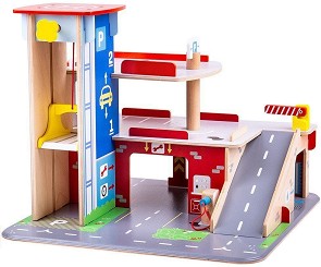 Дървена паркинг писта с асансьор Bigjigs Toys — JT153