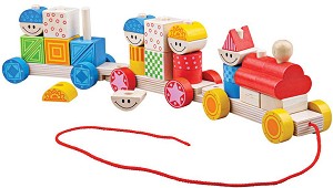 Дървена низанка за дърпане Bigjigs Toys - Влакче — BB037