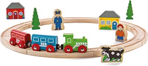 Моята първа влакова писта Bigjigs Toys - С влакче и аксесоари — BJT010