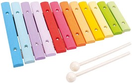 Дървен ксилофон Bigjigs Toys - Детски музикален инструмент — BJ660