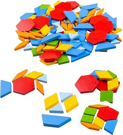 Дървени геометрични плочки Bigjigs Toys — BJ942