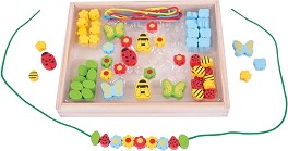 Дървени мъниста за нанизване Bigjigs Toys - Градина — BJ635