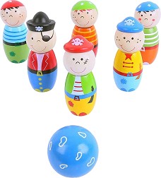 Мини боулинг - Пирати - Детски дървен комплект за игра — Bigjigs Toys BJ853