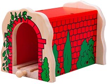 Дървен тухлен тунел Bigjigs Toys - За влакова композиция от серията Rail — BJT135