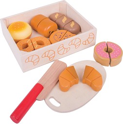 Дървени сладкиши за рязане Bigjigs Toys - С дъска и ножче — BJ487