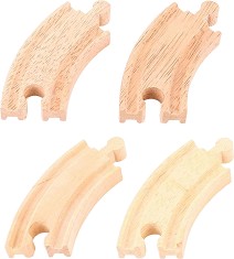 Извити дървени ЖП релси - Комплект от 4 броя — Bigjigs Toys BJT110