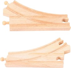 Дървени релси Bigjigs Toys - Криви - 2 броя от серията Rail — BJT107