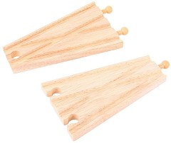 Дървени ЖП релси Bigjigs Toys - Прави разклонения - 2 броя от серията Rail — BJT109