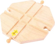 Дървена ЖП линия Кръстовище - Bigjigs Toys - Аксесоар за влакова композиция от серията Rails — BJT105