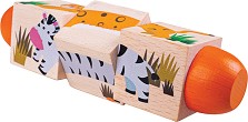 Въртящи дървени кубчета Bigjigs Toys - В джунглата — BJ077