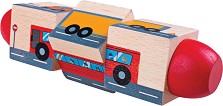 Въртящи дървени кубчета Bigjigs Toys - Превозни средства — BJ078
