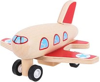 Дървено самолетче Bigjigs Toys - С pull-back механизъм — BJ993