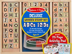Дървени печати Melissa & Doug - Английска азбука и цифри