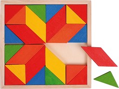Дървена геометрична мозайка Bigjigs Toys - Дървена образователна играчка — BJ246