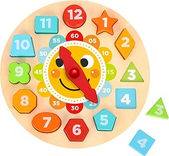 Дървен часовник Tooky Toy - Шарено слънце — TL675