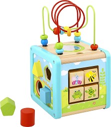 Дървен дидактически куб Tooky Toy - Слънчев ден — TL088