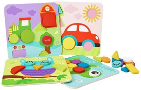 Дървена мозайка Tooky Toy - Форми и цветове — TL396