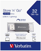 USB A / Lightning 3.0   32 GB Verbatim Store 'n' Go -  iPhone, iPad  iPod - 